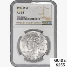 1923-D Silver Peace Dollar NGC AU58