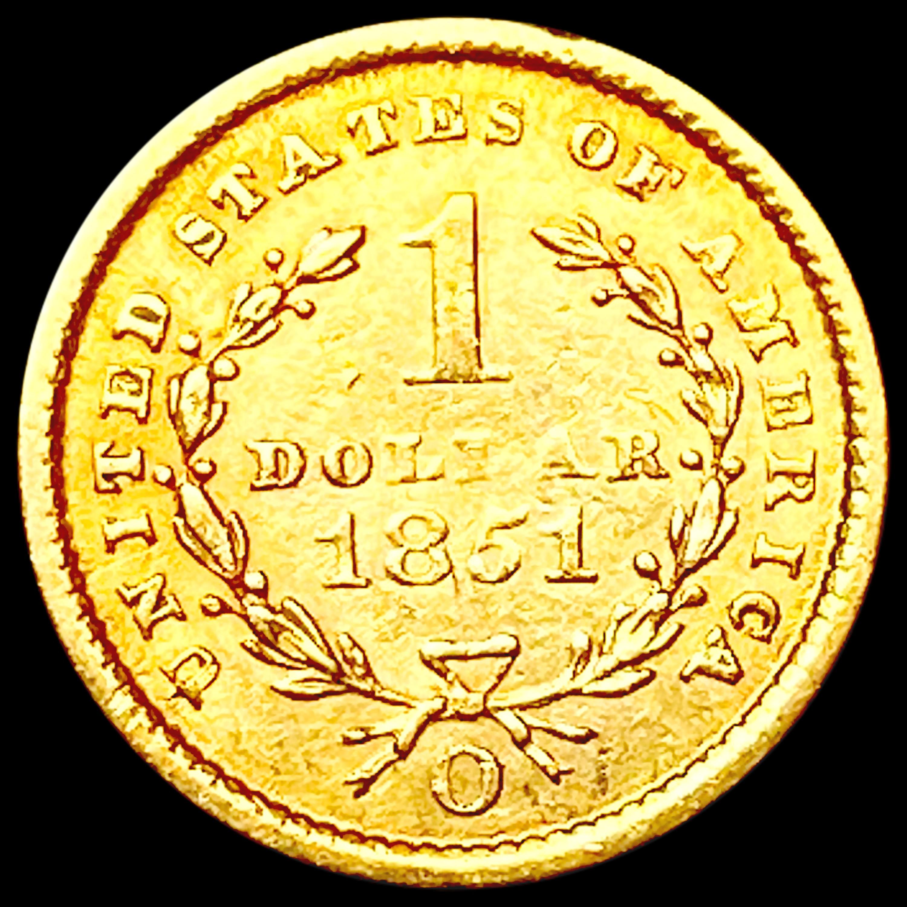 1851-O Rare Gold Dollar NEARLY UNCIRCULATED