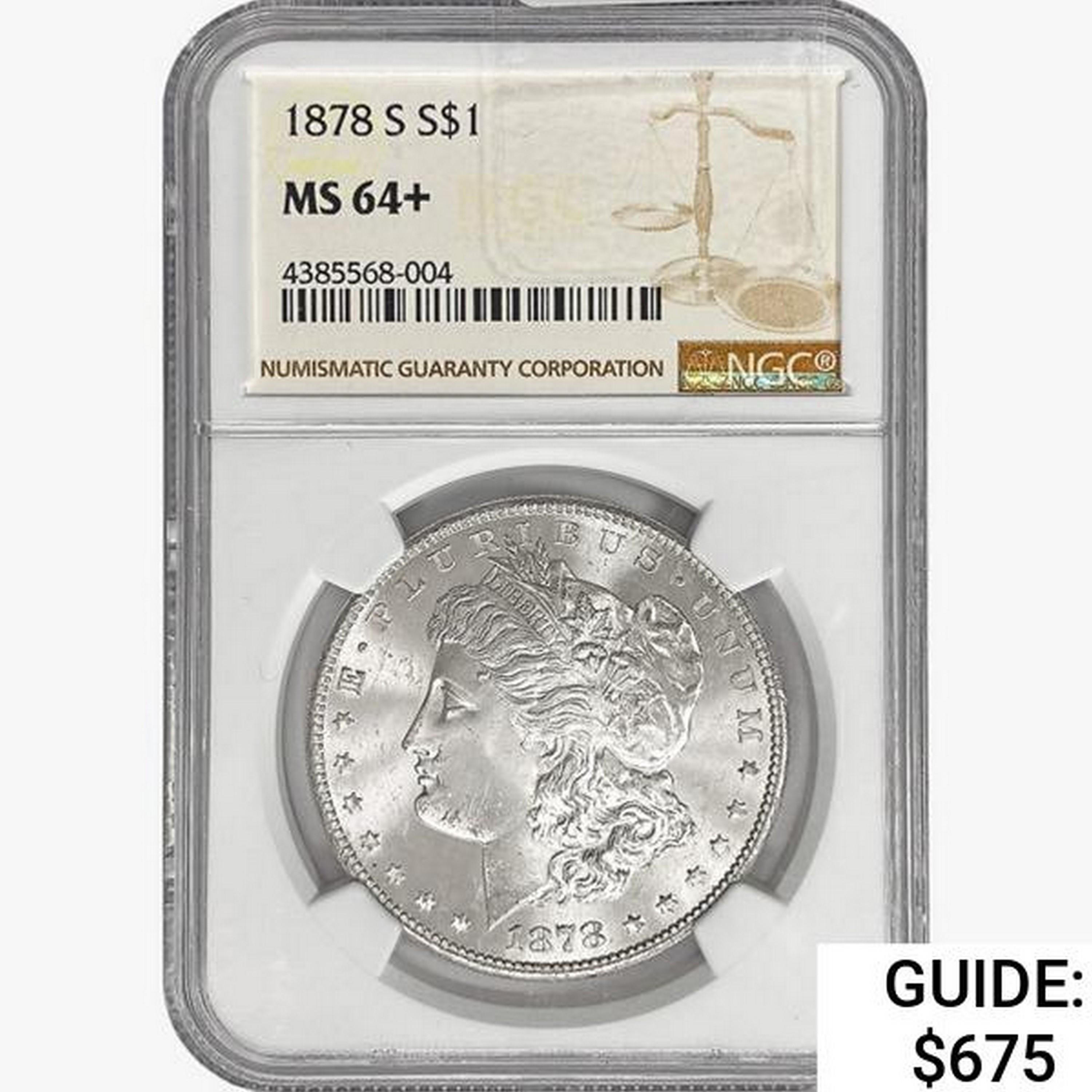 1878-S Morgan Silver Dollar NGC MS64+