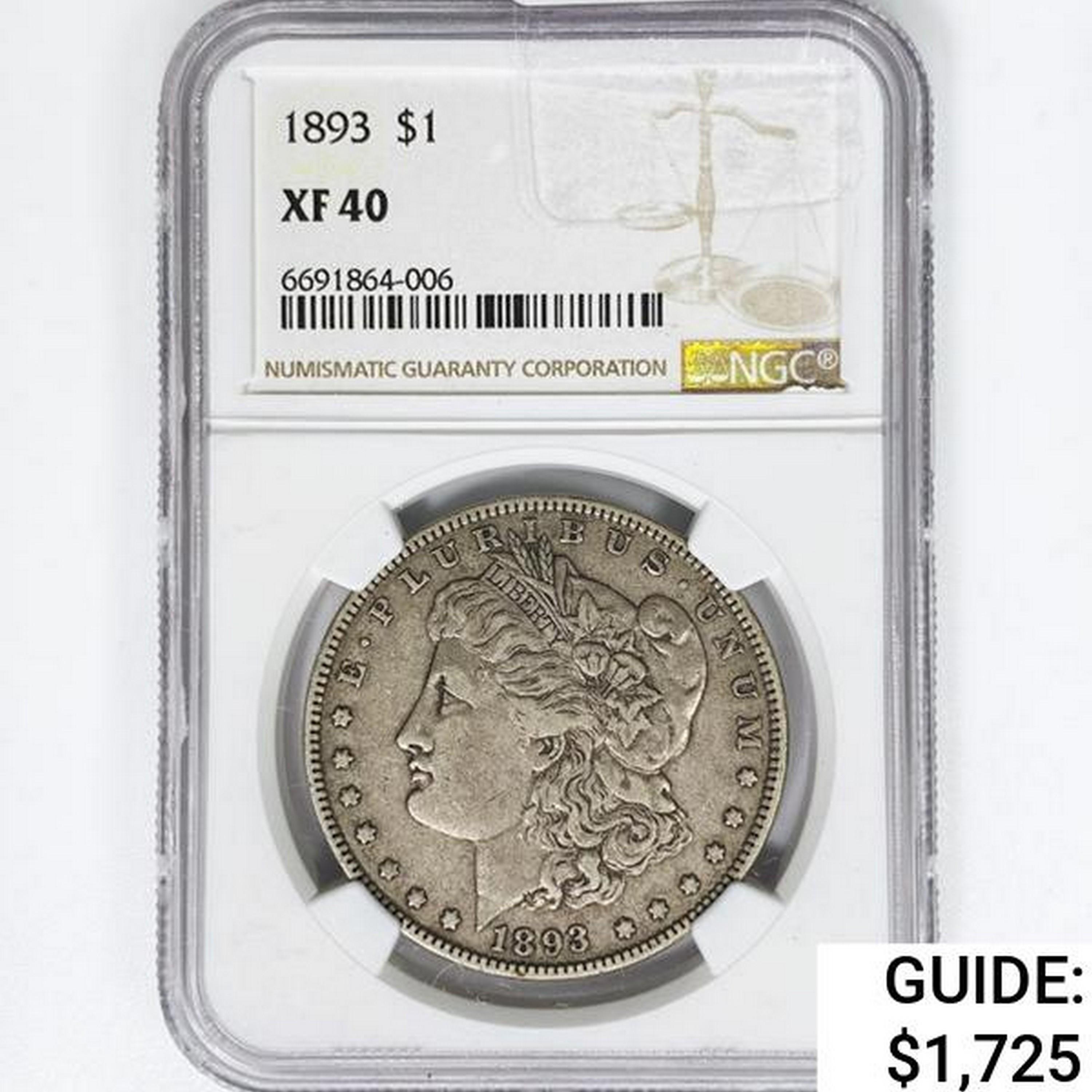 1893 Morgan Silver Dollar NGC XF40