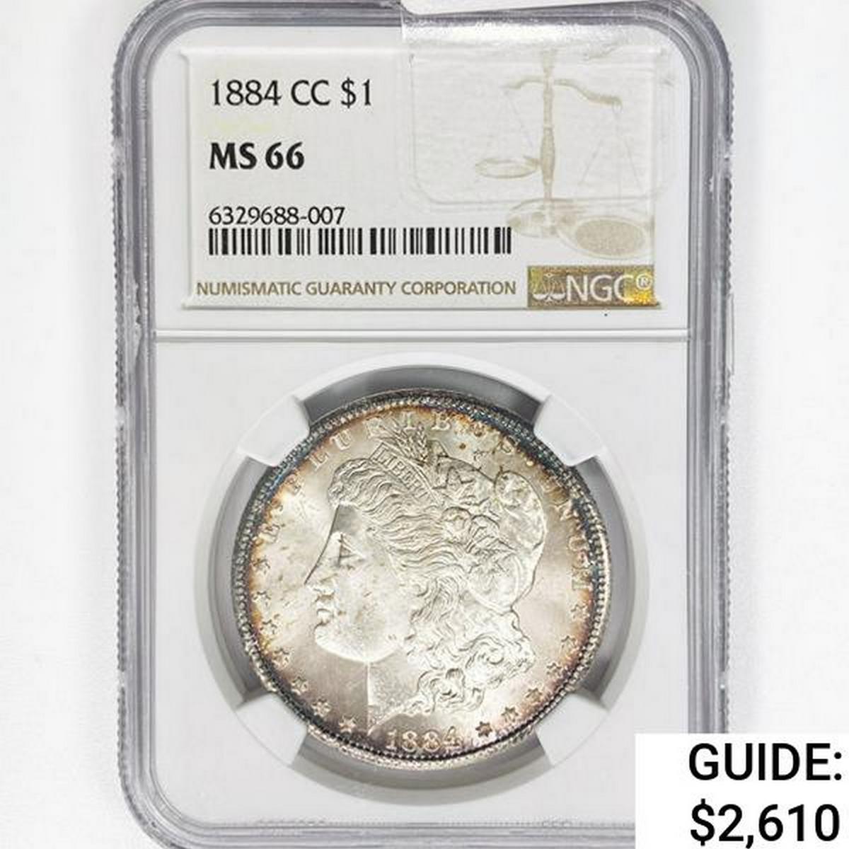 1884-CC Morgan Silver Dollar NGC MS66