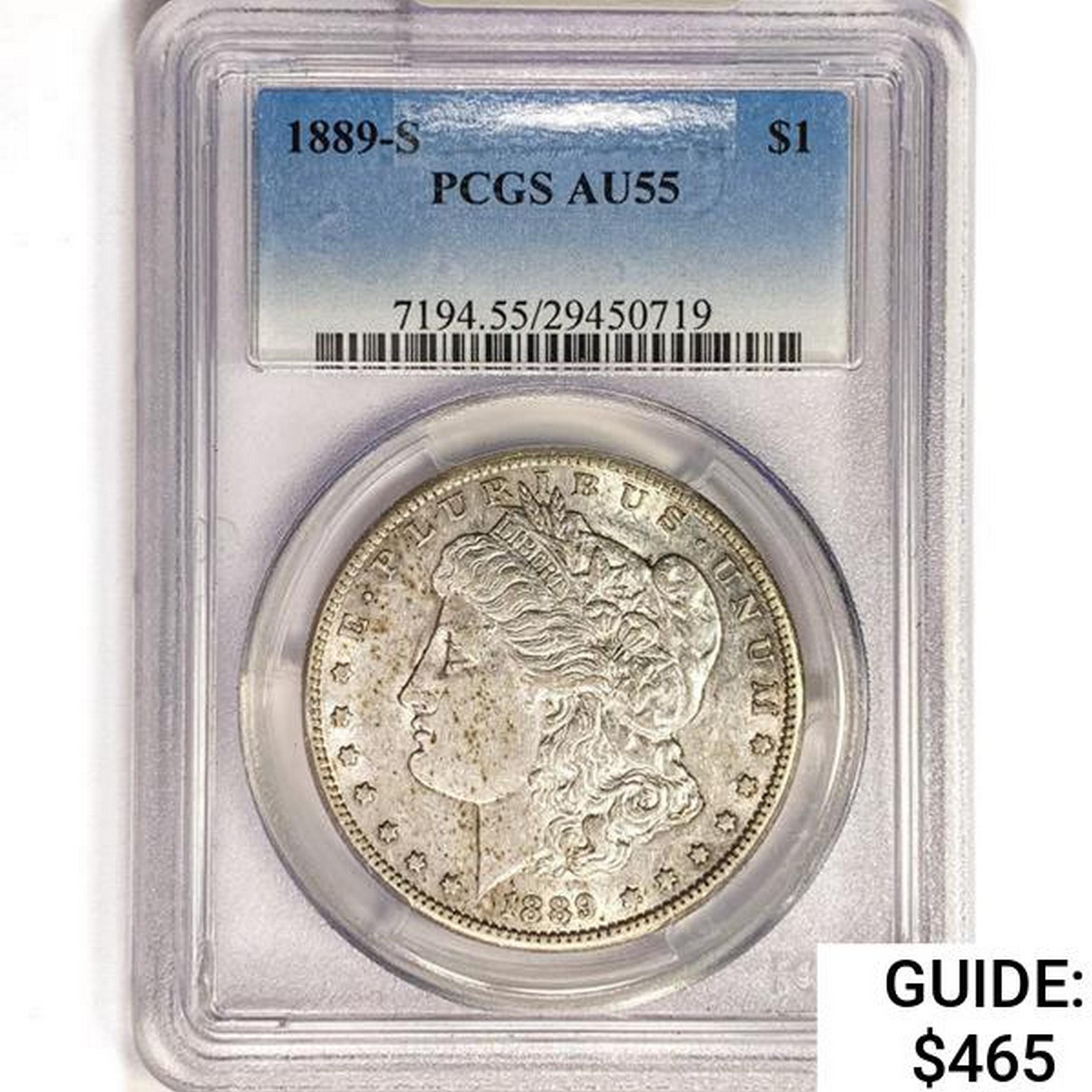 1889-S Morgan Silver Dollar PCGS AU55