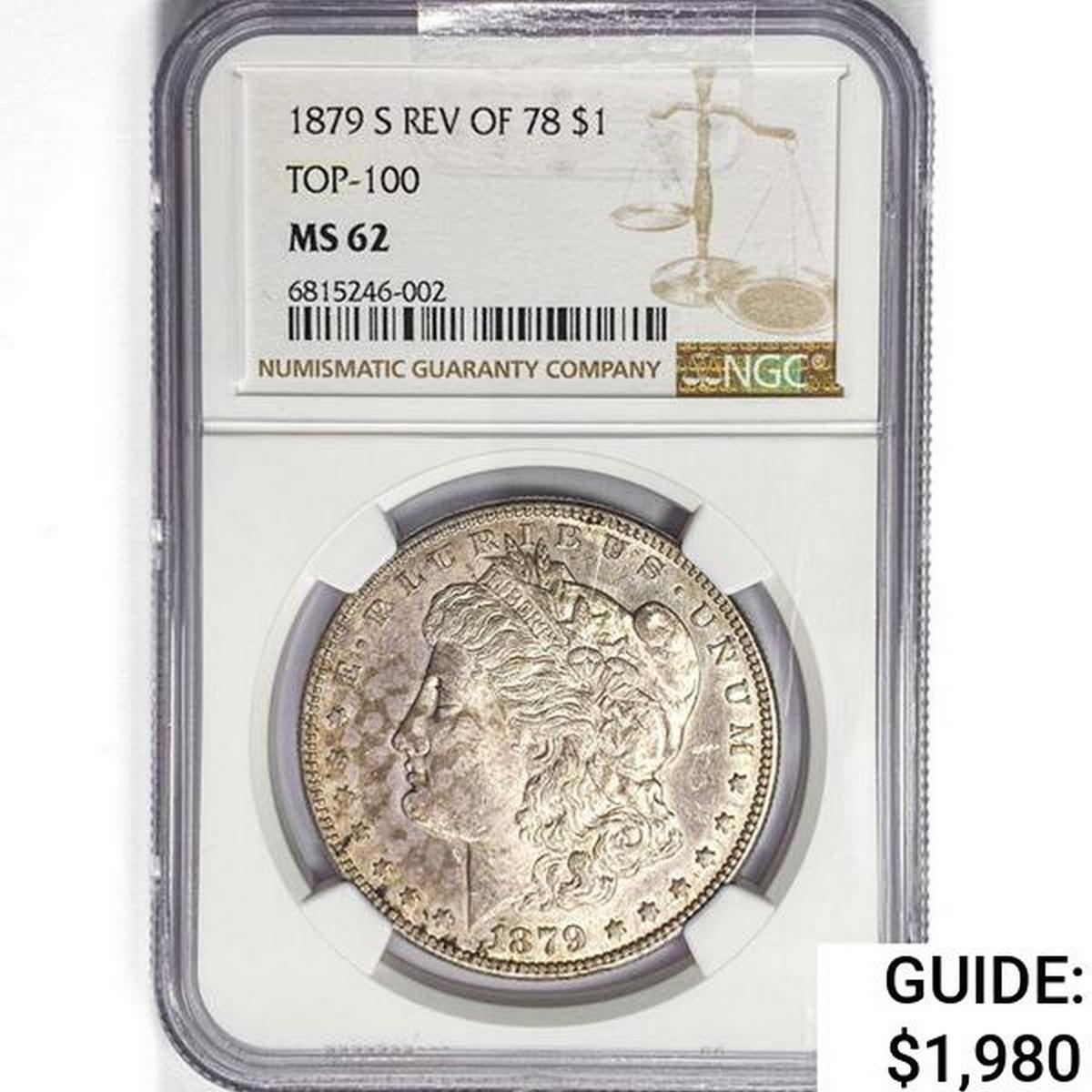 1879-S Morgan Silver Dollar NGC MS62 Rev 78