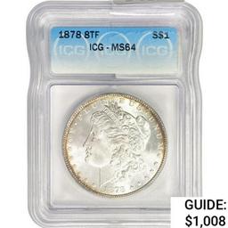 1878 8TF Morgan Silver Dollar ICG MS64