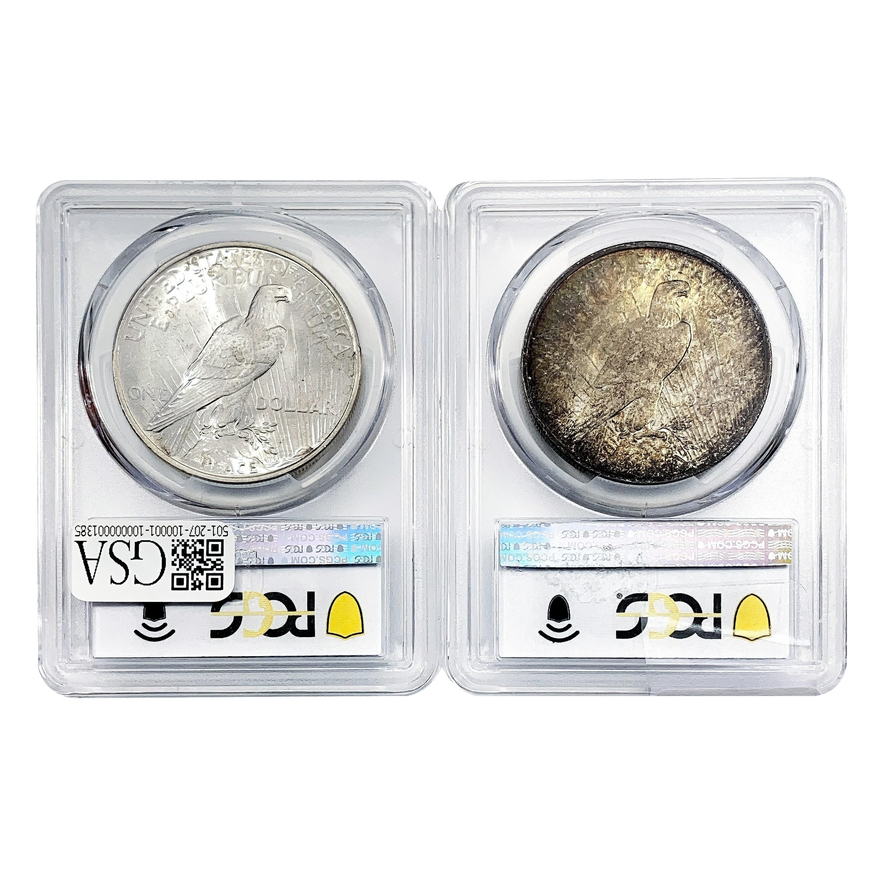 1922 [2] Silver Peace Dollar PCGS MS63/64