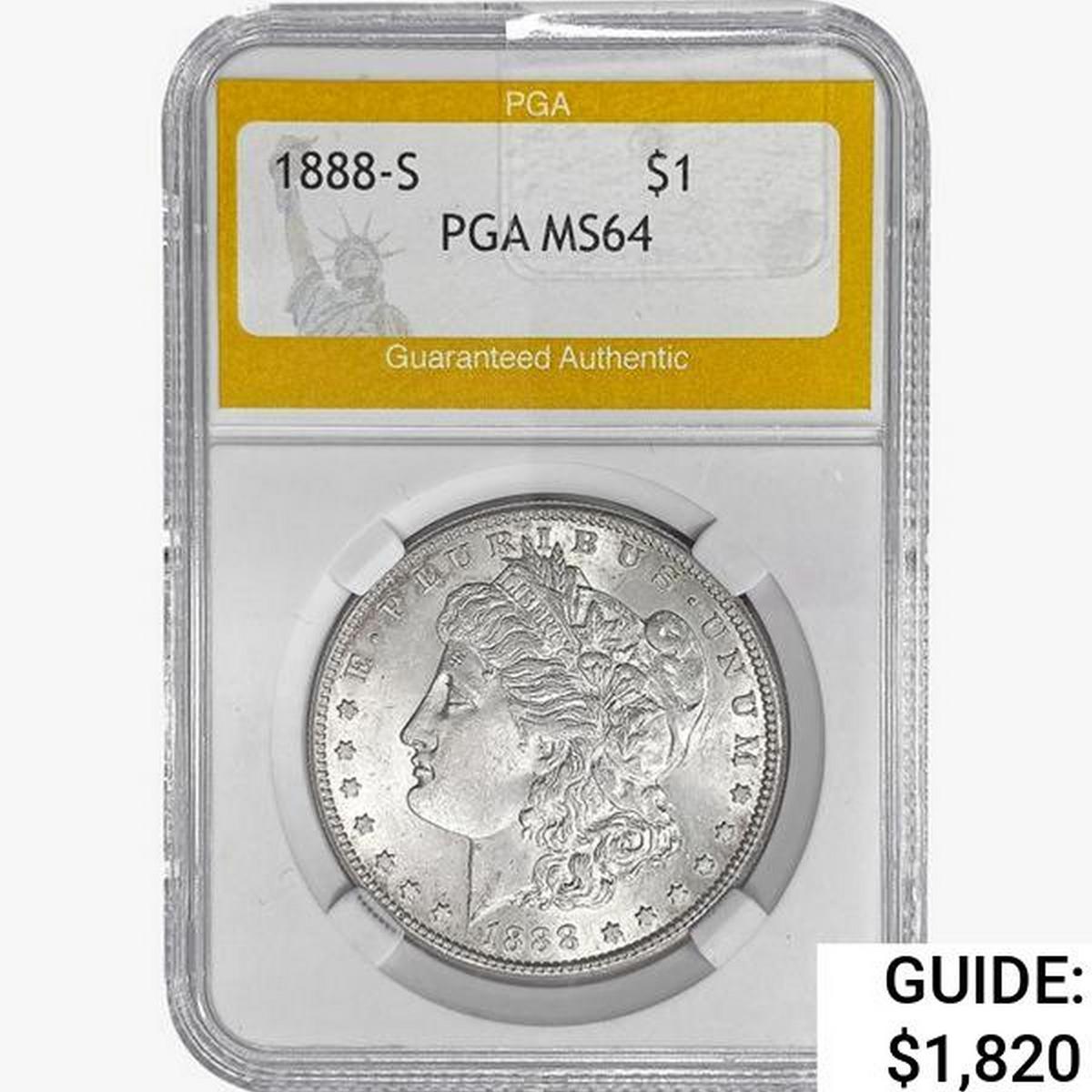 1888-S Morgan Silver Dollar PGA MS64