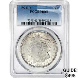 1921-D Morgan Silver Dollar PCGS MS63