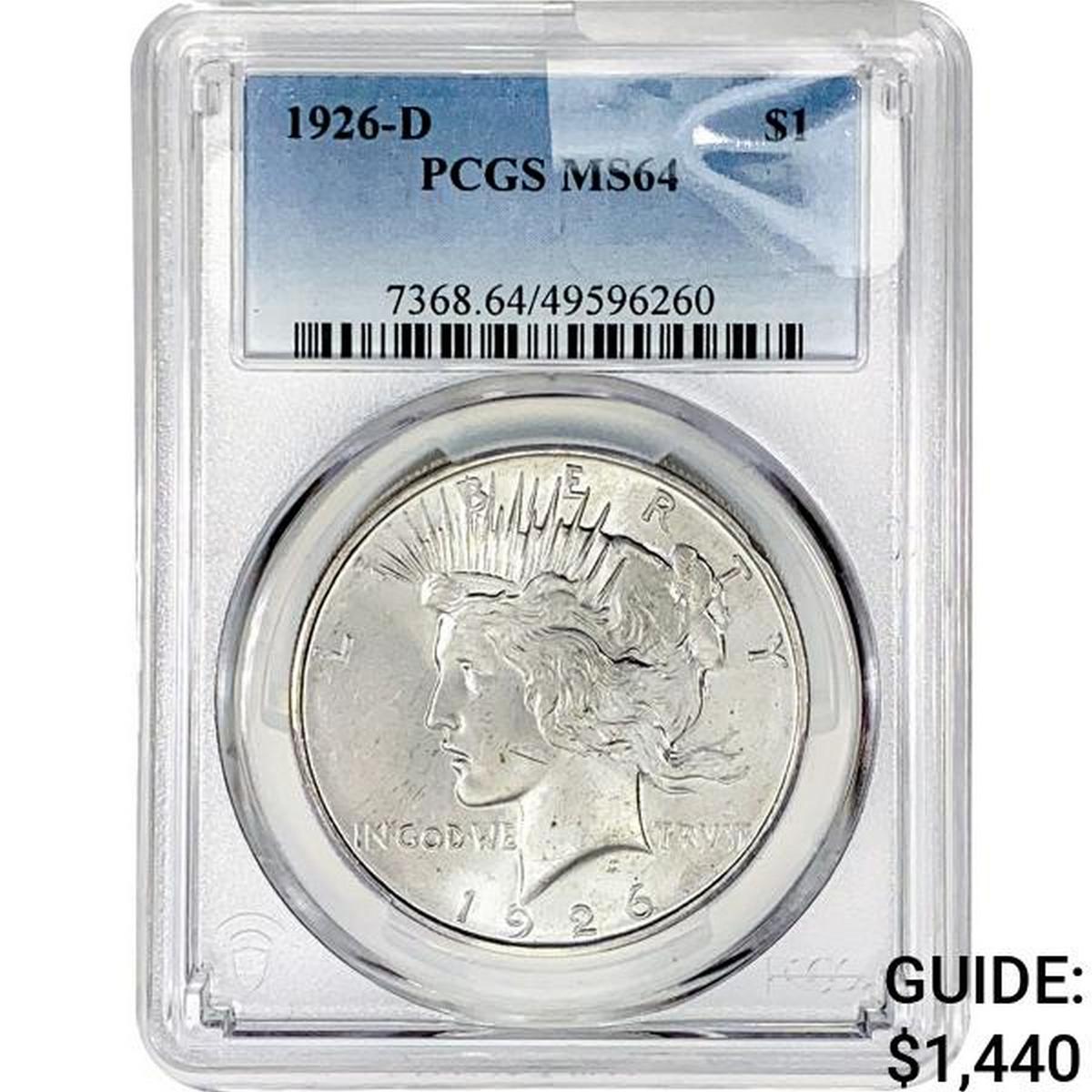 1926-D Silver Peace Dollar PCGS MS64