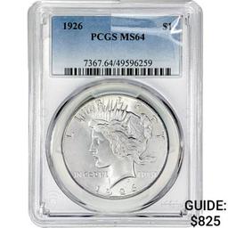 1926 Silver Peace Dollar PCGS MS64