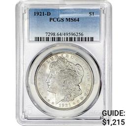 1921-D Morgan Silver Dollar PCGS MS64