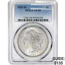 1921-D Morgan Silver Dollar PCGS AU58