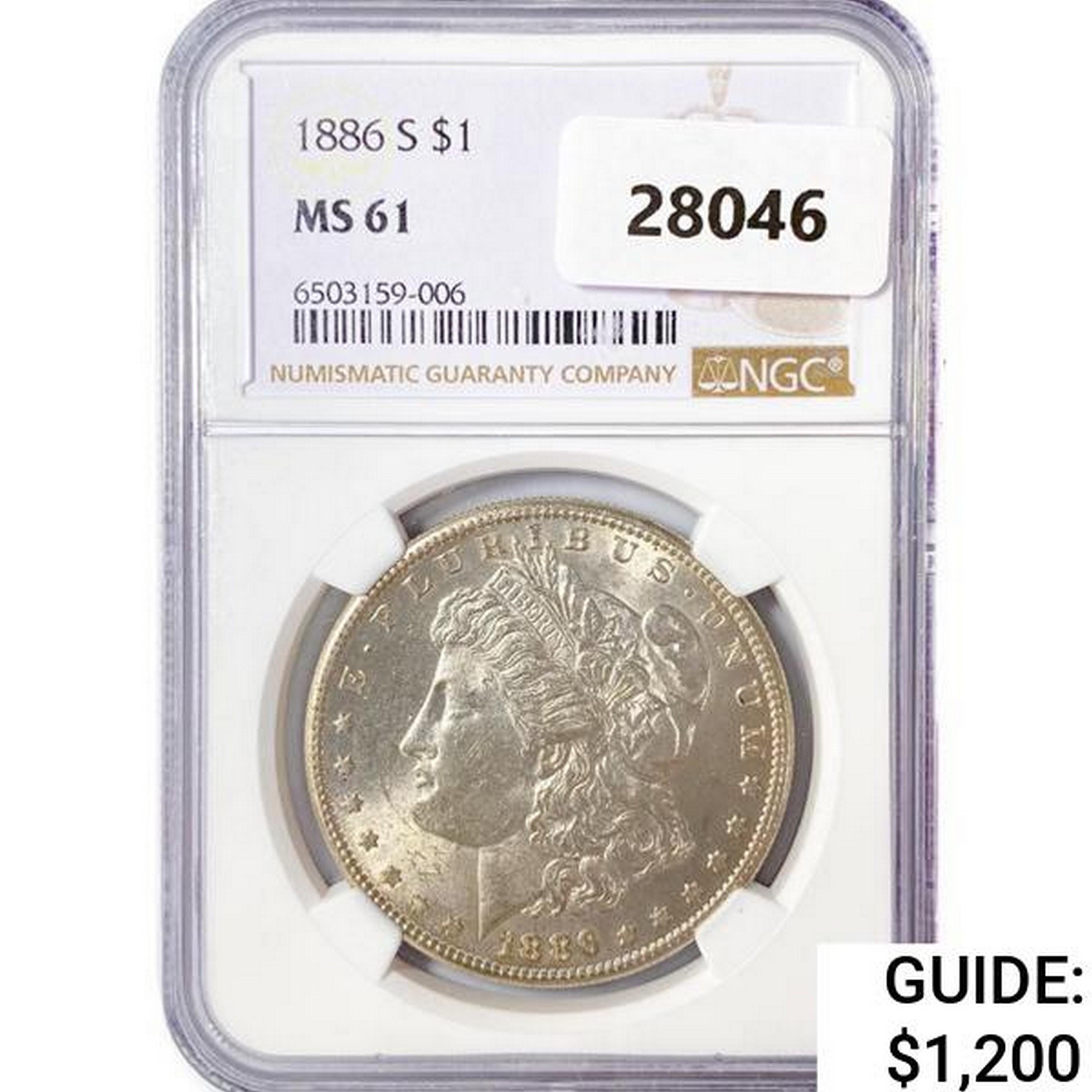 1886-S Morgan Silver Dollar NGC MS61
