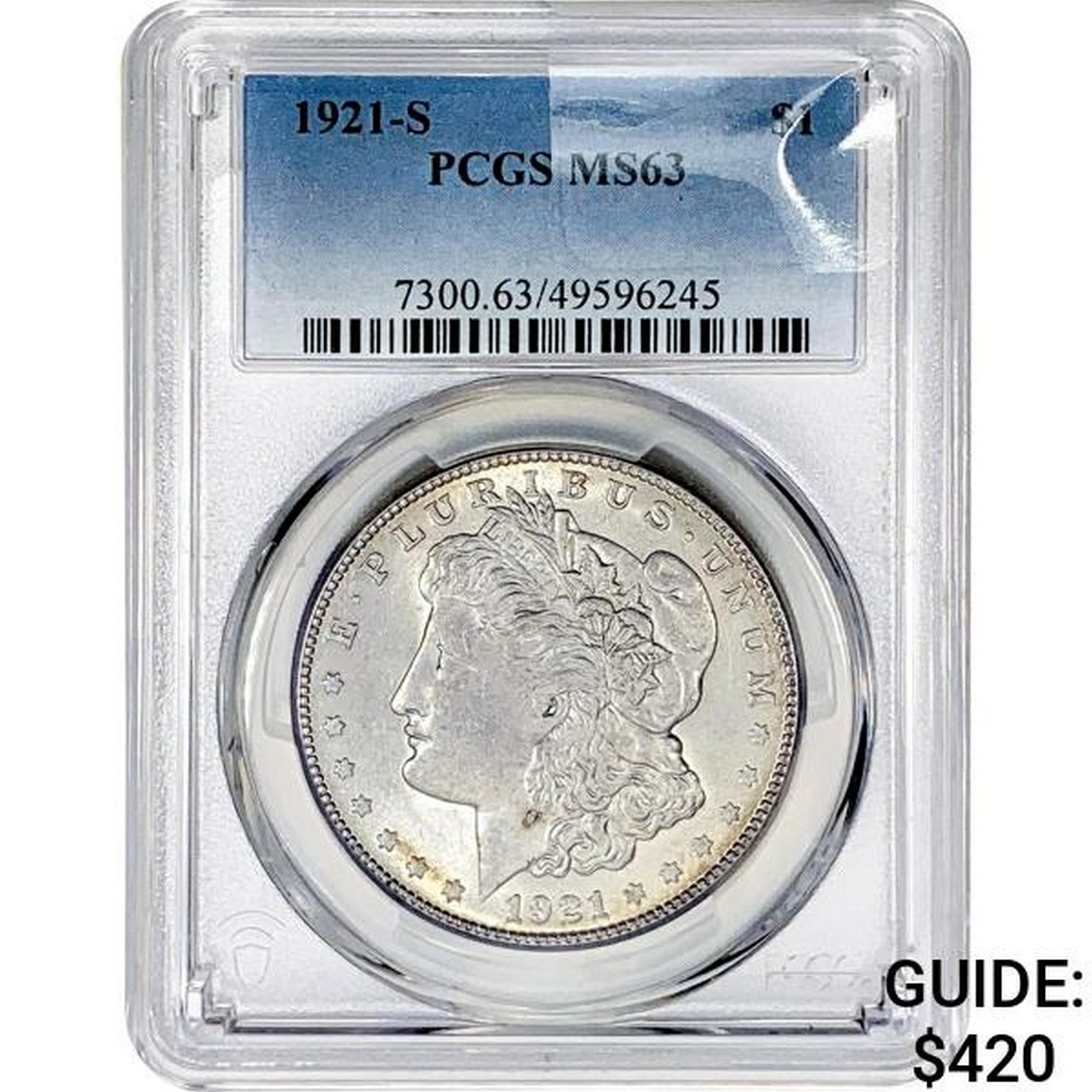 1921-S Morgan Silver Dollar PCGS MS63