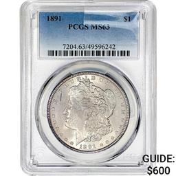 1891 Morgan Silver Dollar PCGS MS63