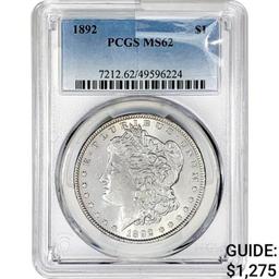 1892 Morgan Silver Dollar PCGS MS62