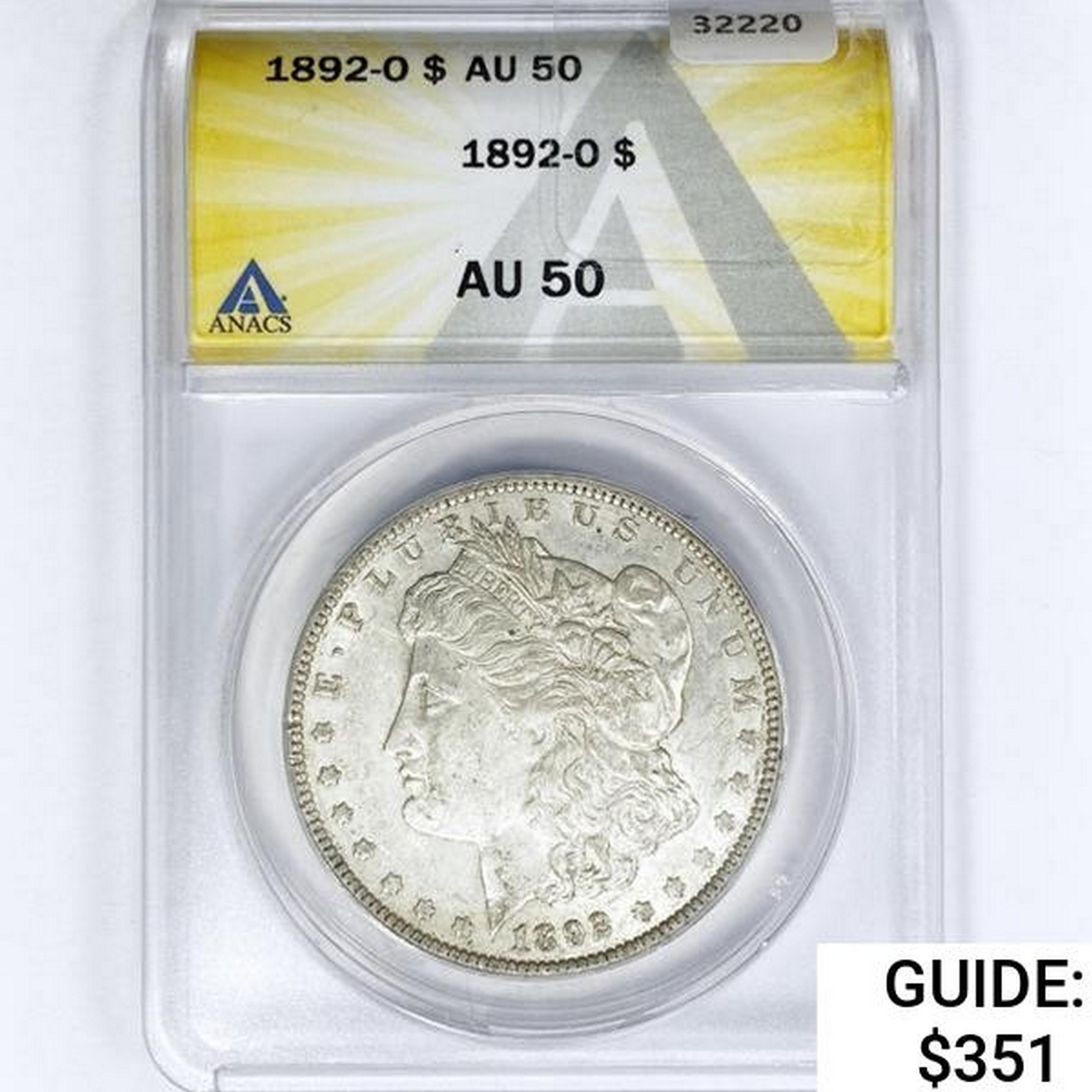 1892-O Morgan Silver Dollar ANACS AU50