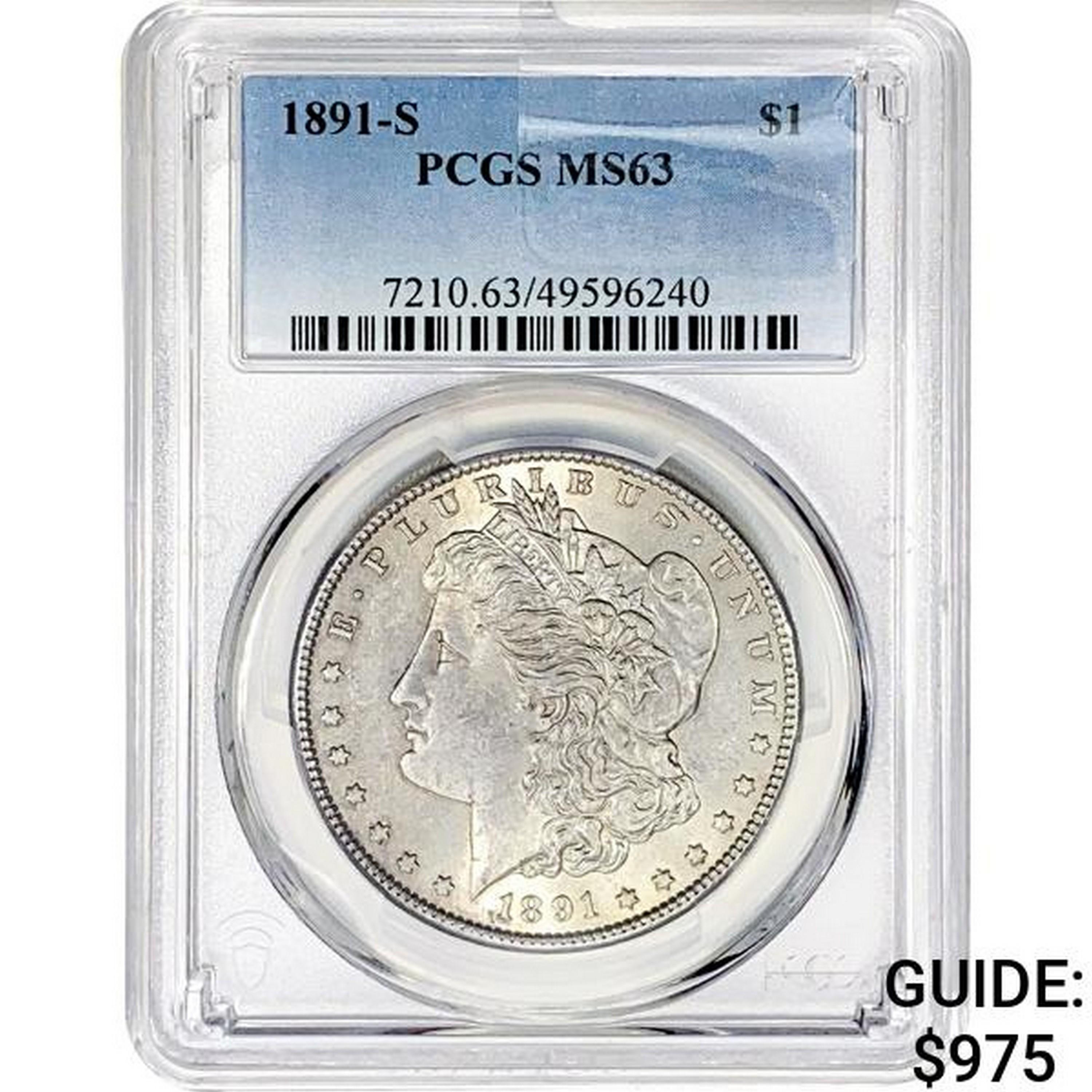 1891-S Morgan Silver Dollar PCGS MS63