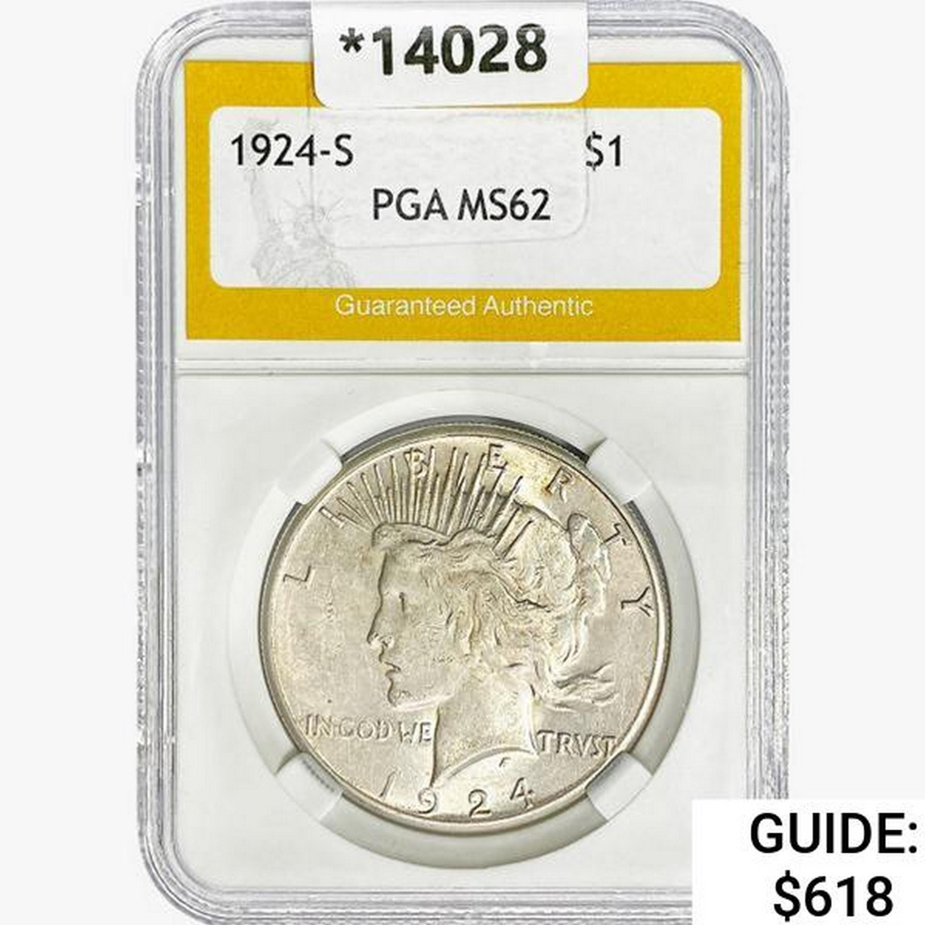 1924-S Silver Peace Dollar PGA MS62