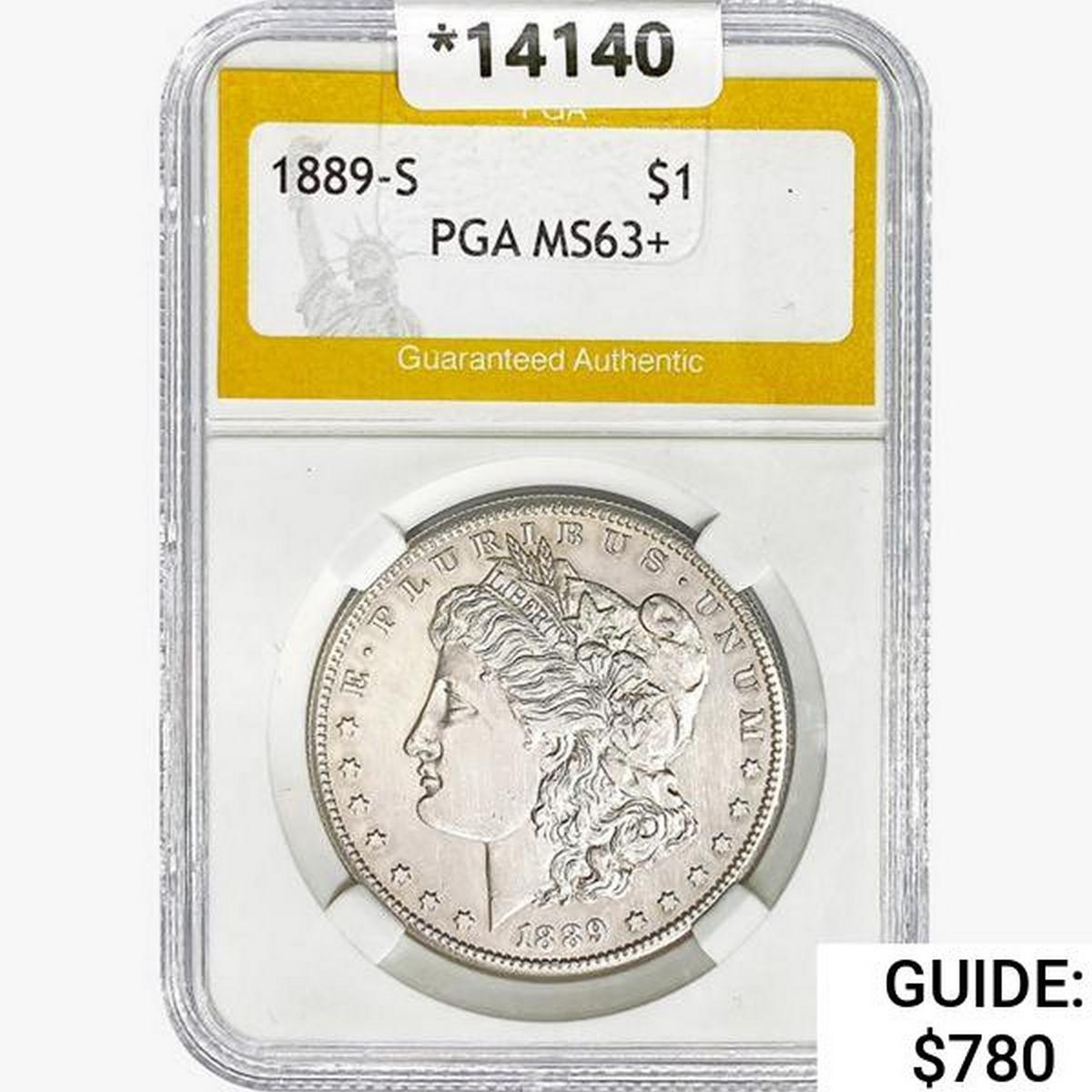 1889-S Morgan Silver Dollar PGA MS63+