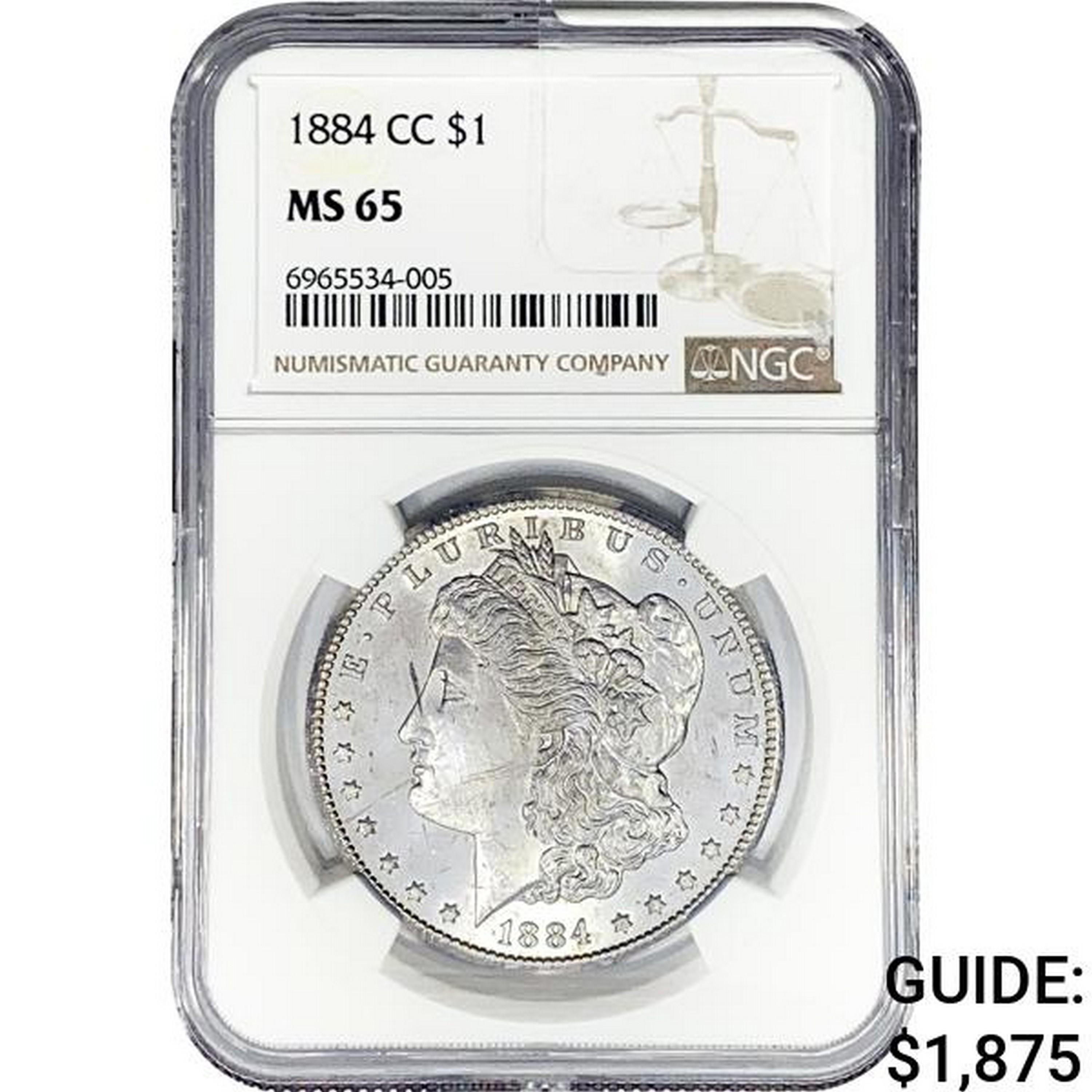 1884-CC Morgan Silver Dollar NGC MS65