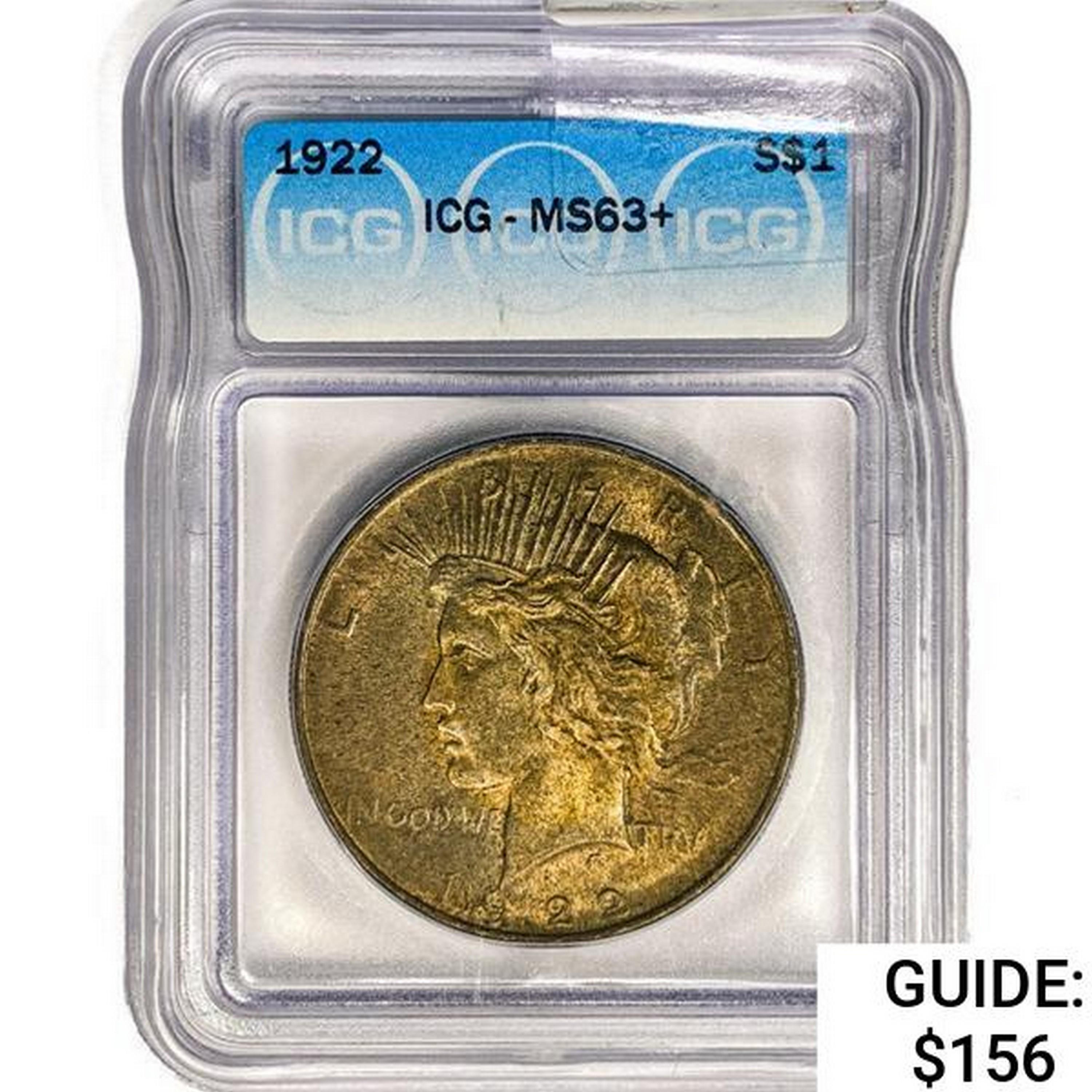 1922 Silver Peace Dollar ICG MS63+