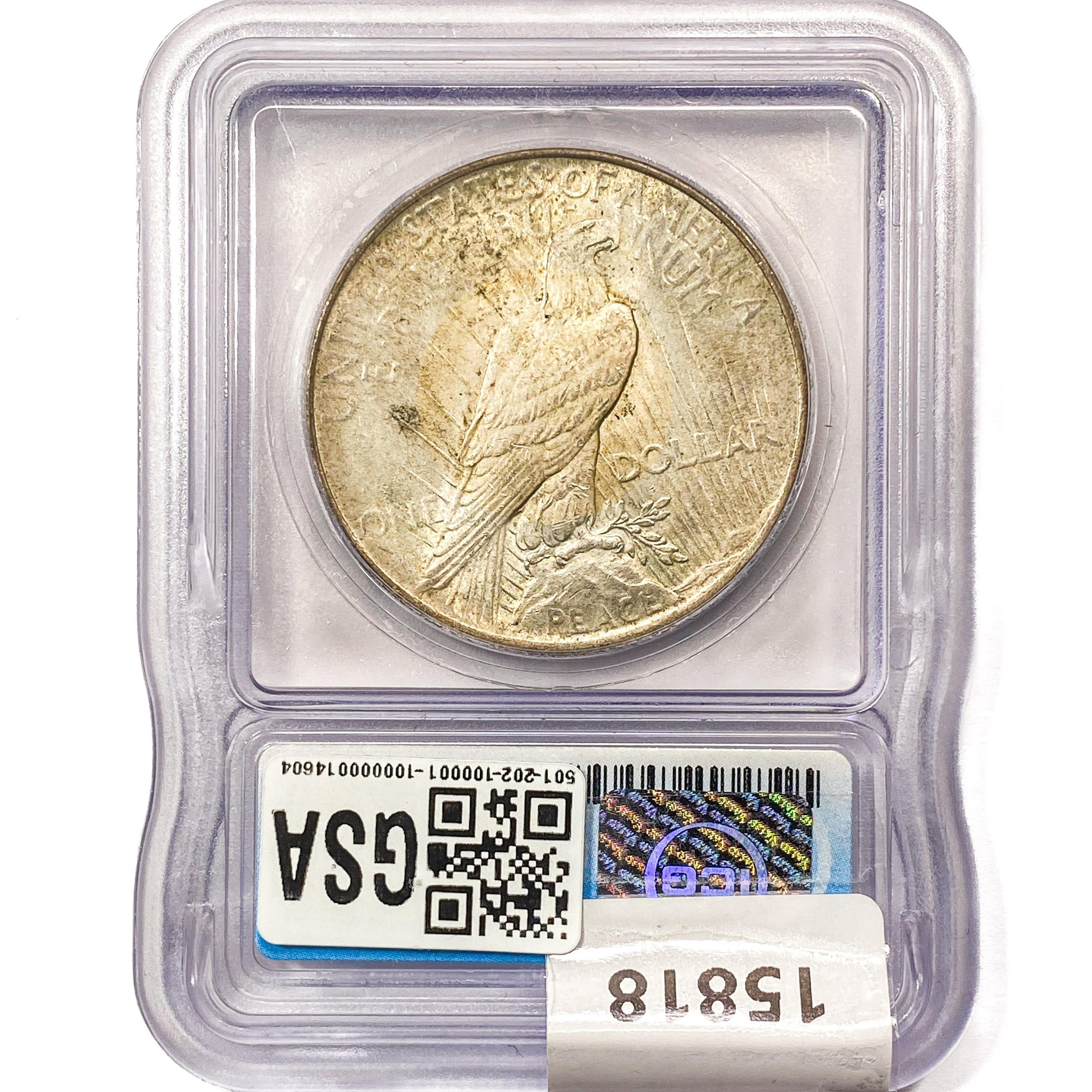 1922 Silver Peace Dollar ICG MS63+