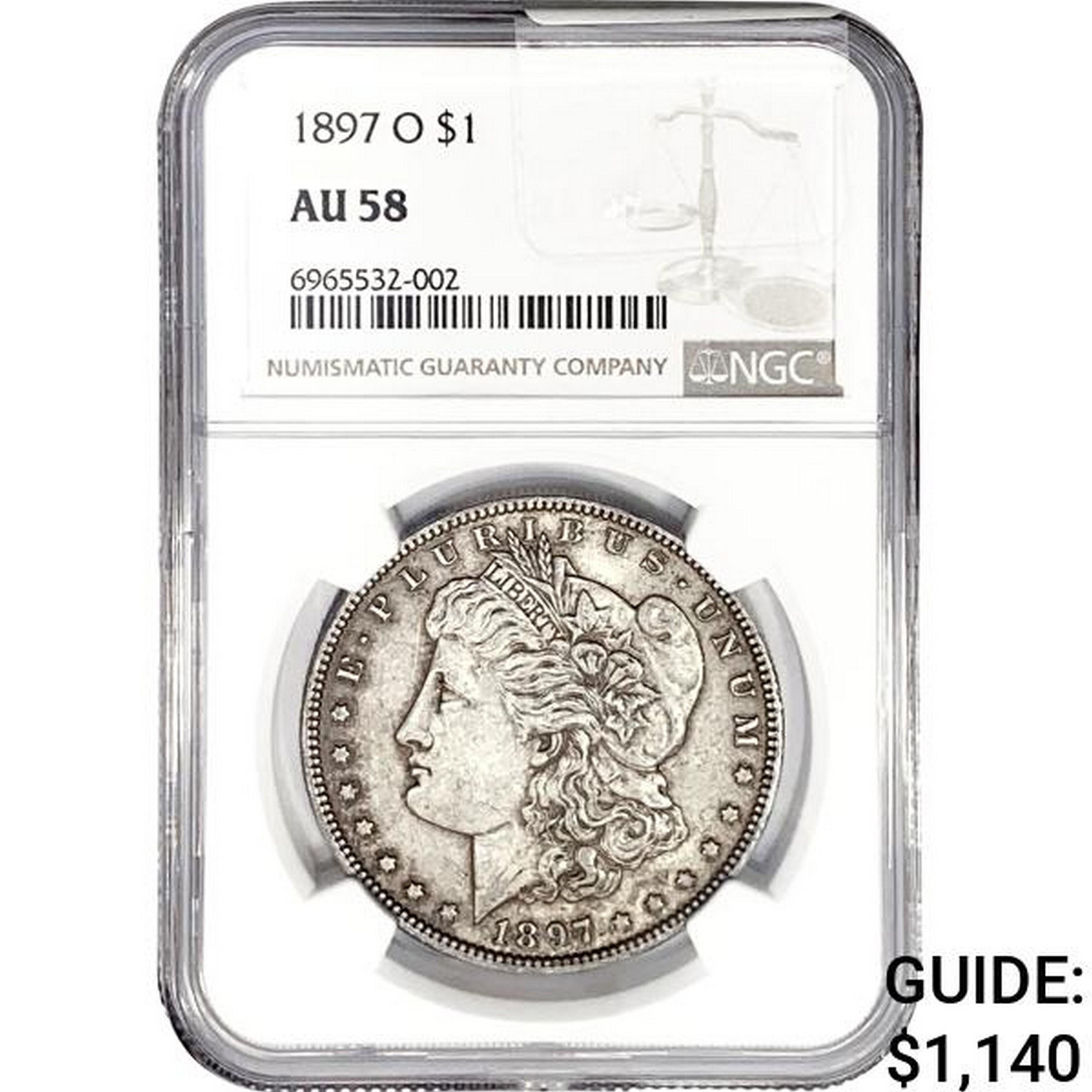 1897-O Morgan Silver Dollar NGC AU58