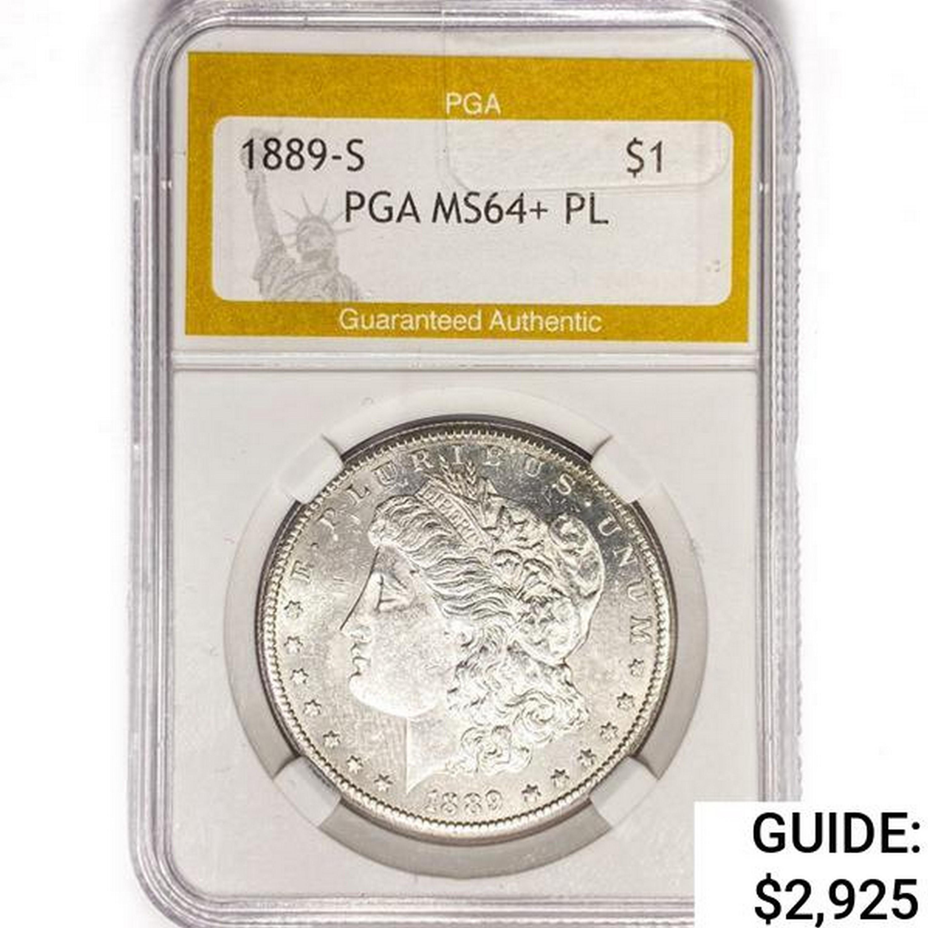 1889-S Morgan Silver Dollar PGA MS64+ PL