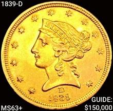 1839-D $5 Gold Half Eagle
