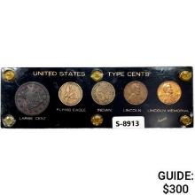 1849-1963 US Type Cents Set [5 Coins]