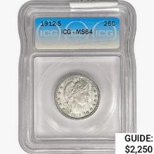 1912-S Barber Quarter ICG MS64