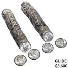 1945-D UNC Rolls of Mercury Dimes [100 Coins]