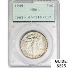 1945 Walking Liberty Half Dollar PCGS MS64