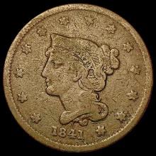 1841 Braided Hair Large Cent NICELY CIRCULATED