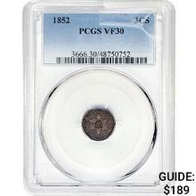 1852 Silver Three Cent PCGS VF30