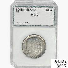 1936 Long Island Half Dollar PCI MS60