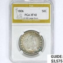 1806 Draped Bust Half Dollar PGA XF40 O-103 Lg Sta