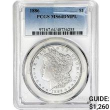 1886 Morgan Silver Dollar PCGS MS64 DMPL