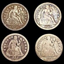 [4] 1857-O Seated Liberty Dimes NICELY CIRCULATED