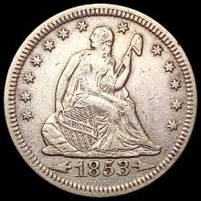 1853 A+R Seated Liberty Quarter CLOSELY UNCIRCULAT