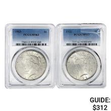 1922-1923 [2] Silver Peace Dollar PCGS MS63