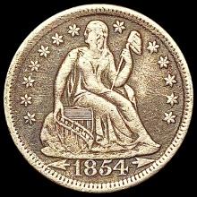 1854 Arws Seated Liberty Dime LIGHTLY CIRCULATED