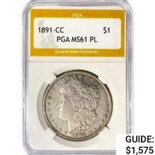 1891-CC Morgan Silver Dollar PGA MS61 PL