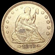 1873 Arws Seated Liberty Quarter CLOSELY UNCIRCULA