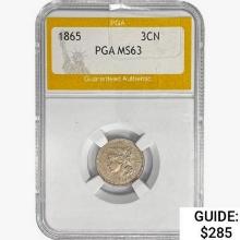 1865 Nickel Three Cent PGA MS63