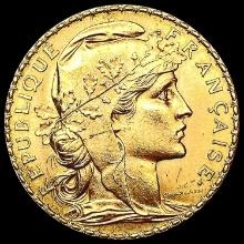 1907 France .1867oz Gold 20 Francs GEM BU
