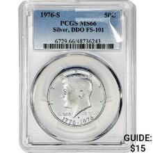 1976-S Kennedy Half Dollar PCGS MS66 SILV. DDO FS-