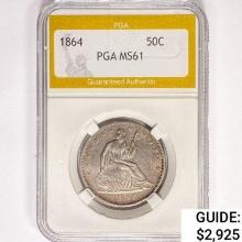 1864 Seated Liberty Half Dollar PGA MS61