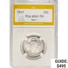 1917 Standing Liberty Quarter PGA MS61 FH Type 1