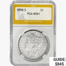 1898-S Morgan Silver Dollar PGA MS61